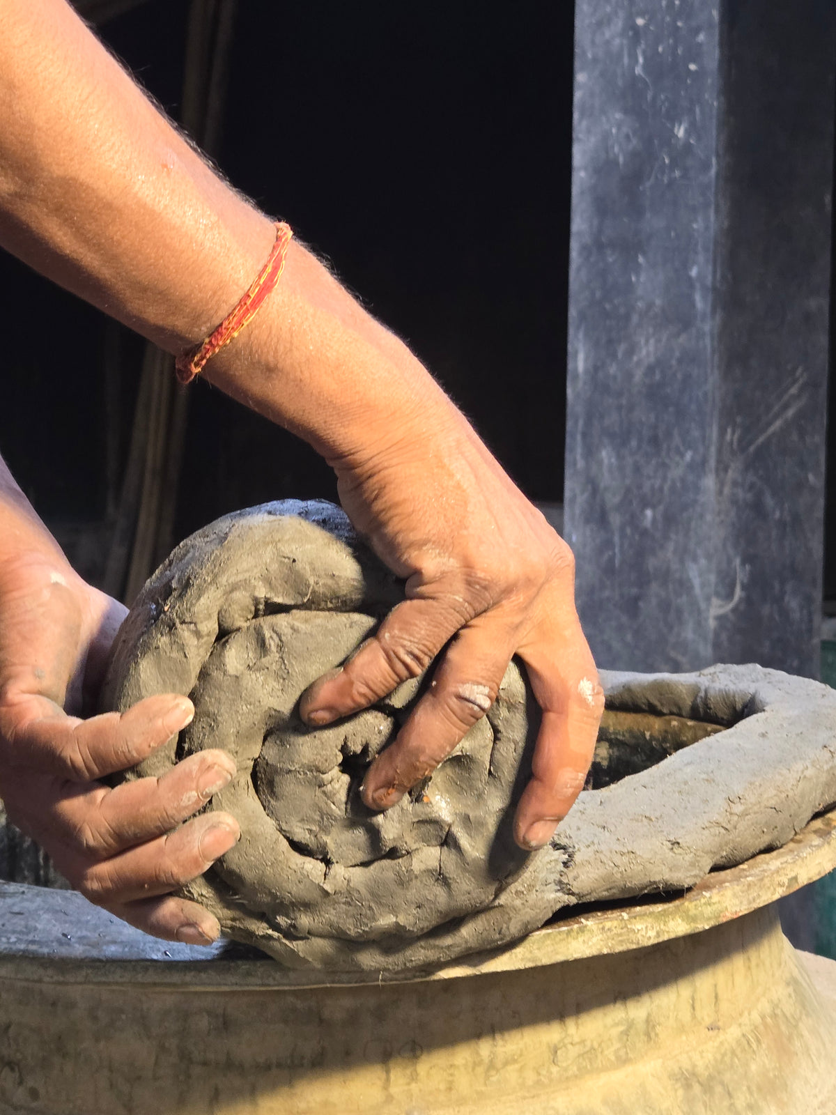 Handmade bamboo and clay distillation detail