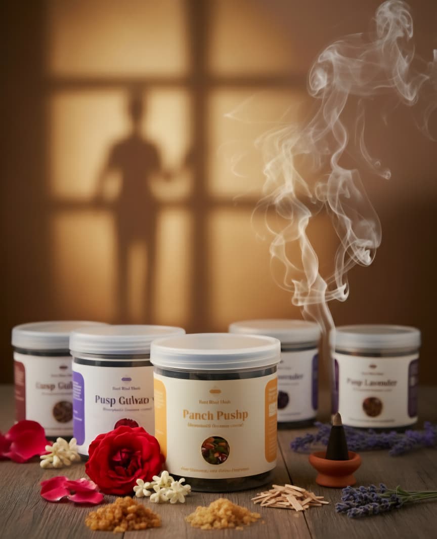 Dhoopam incense cones — all flavours, hand-made from botanicals